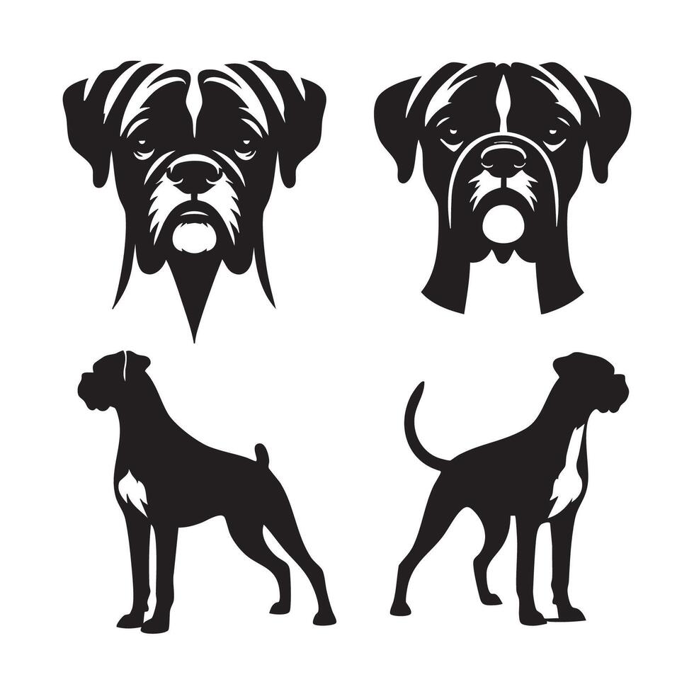 Stylized silhouette of a boxer dog on a pristine white background vector