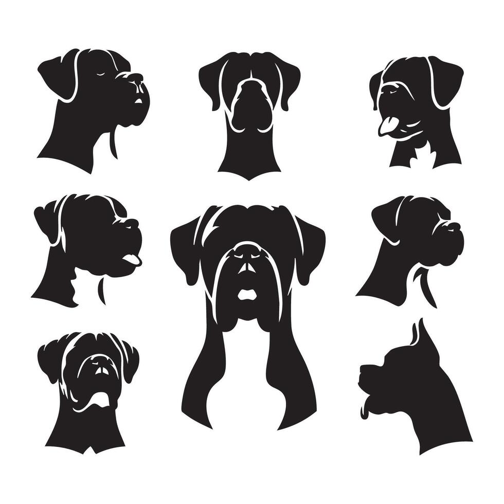 Silhouetted shape of a boxer dog on a plain white backdrop vector