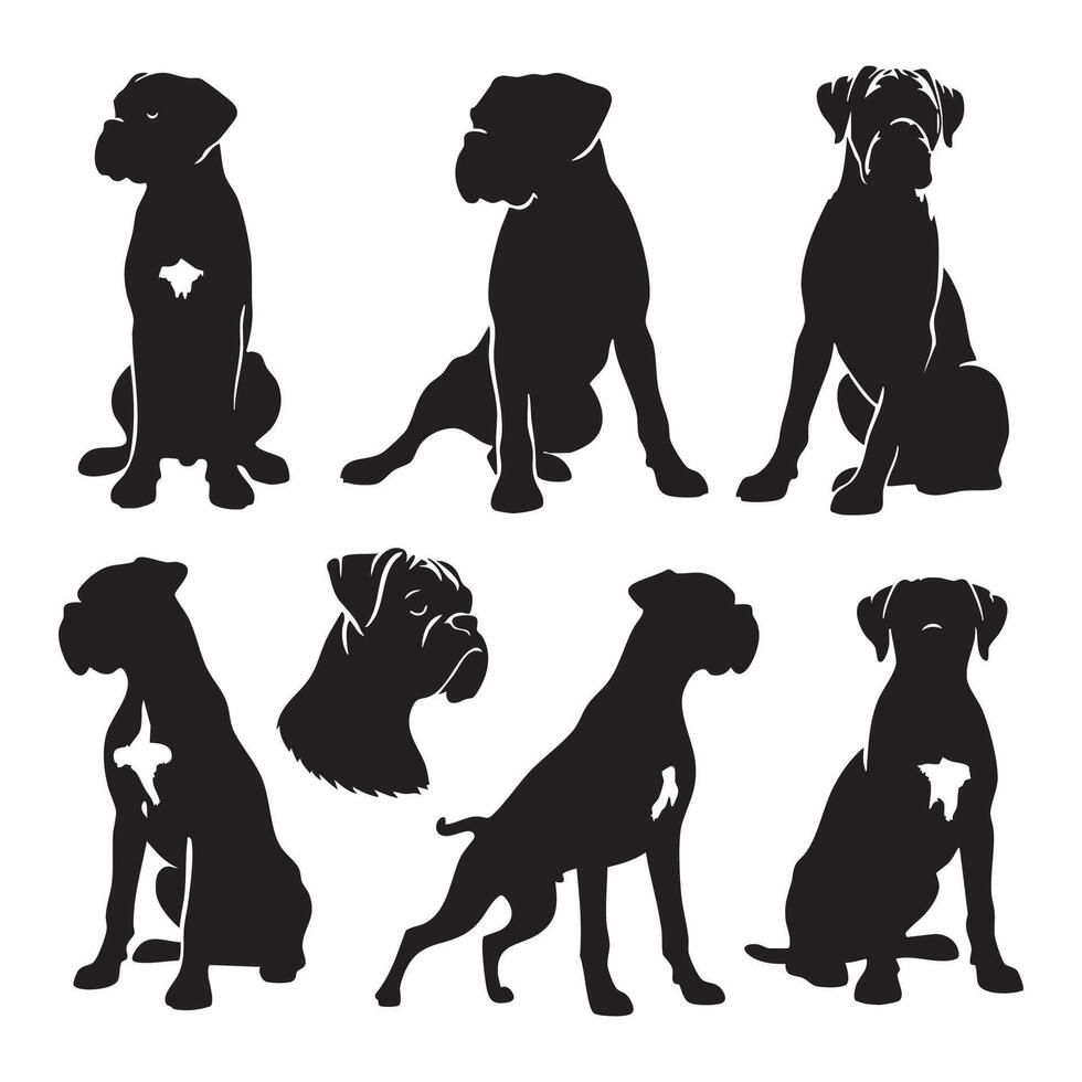Black silhouette of a boxer dog displayed on white vector