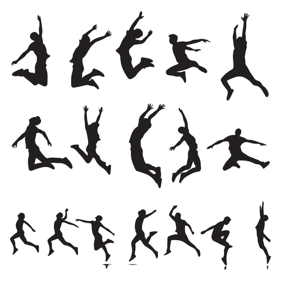 Shadow outline of an individual leaping into the air vector