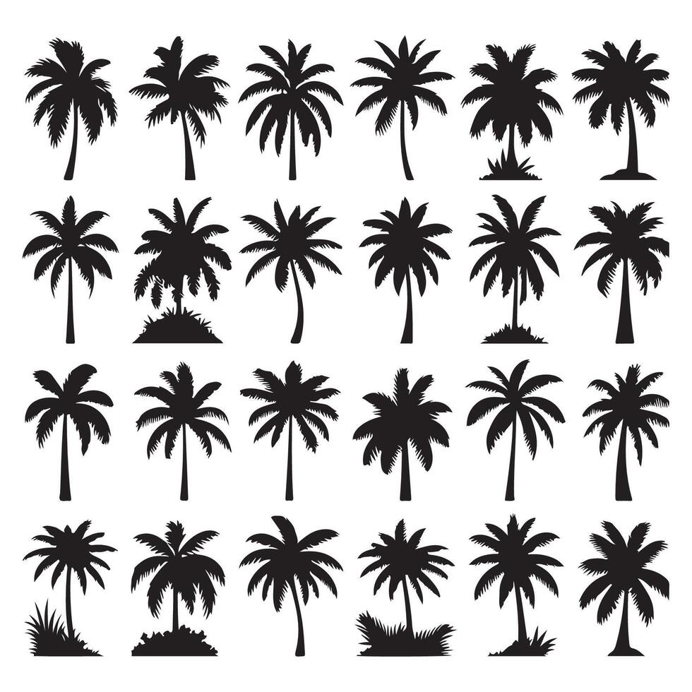 Array of palm tree shapes highlighted on a white surface vector