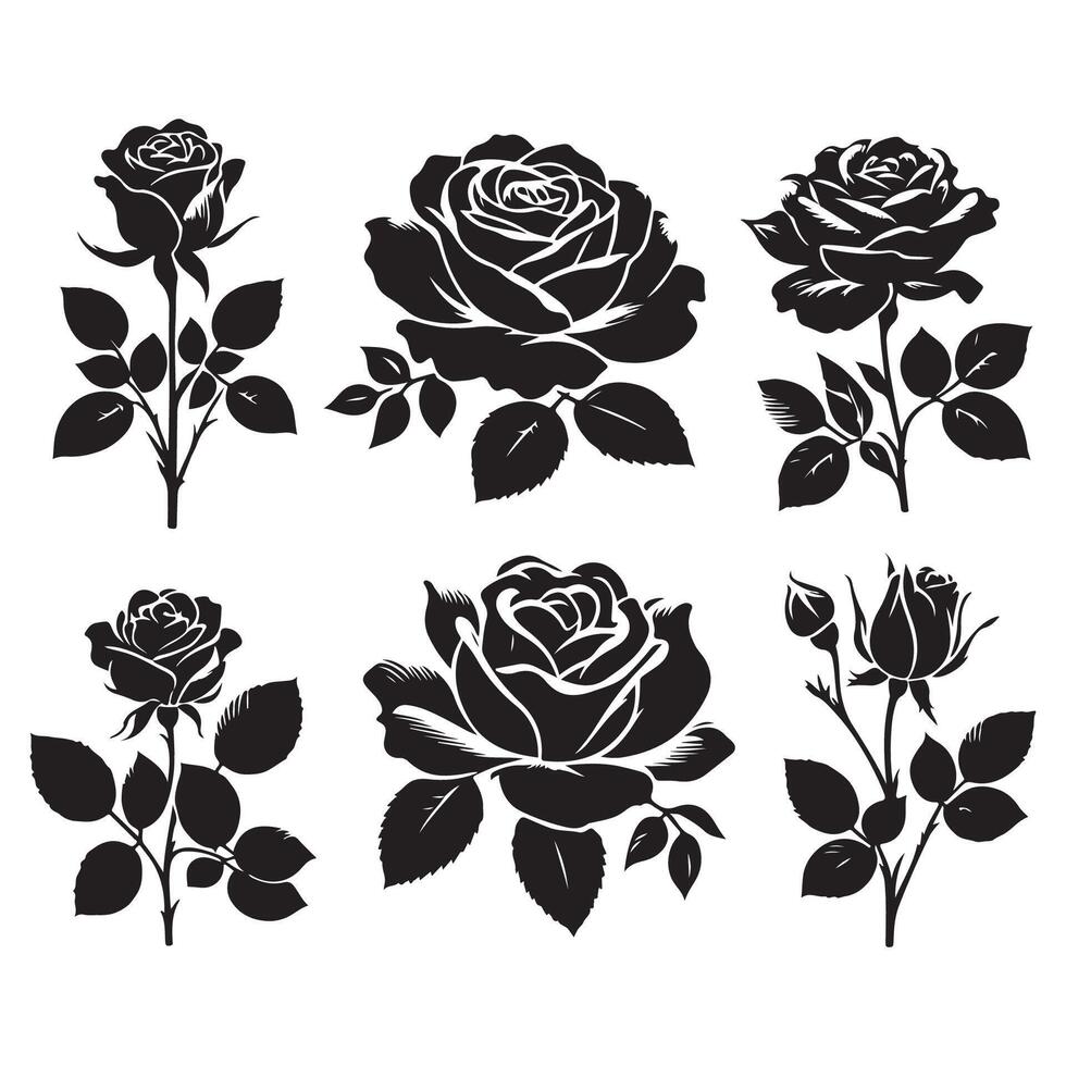 Group of rose shapes arranged on a white canvas vector