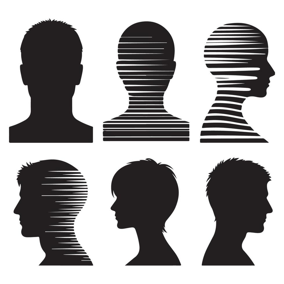 Silhouette set of a person head and shoulders vector
