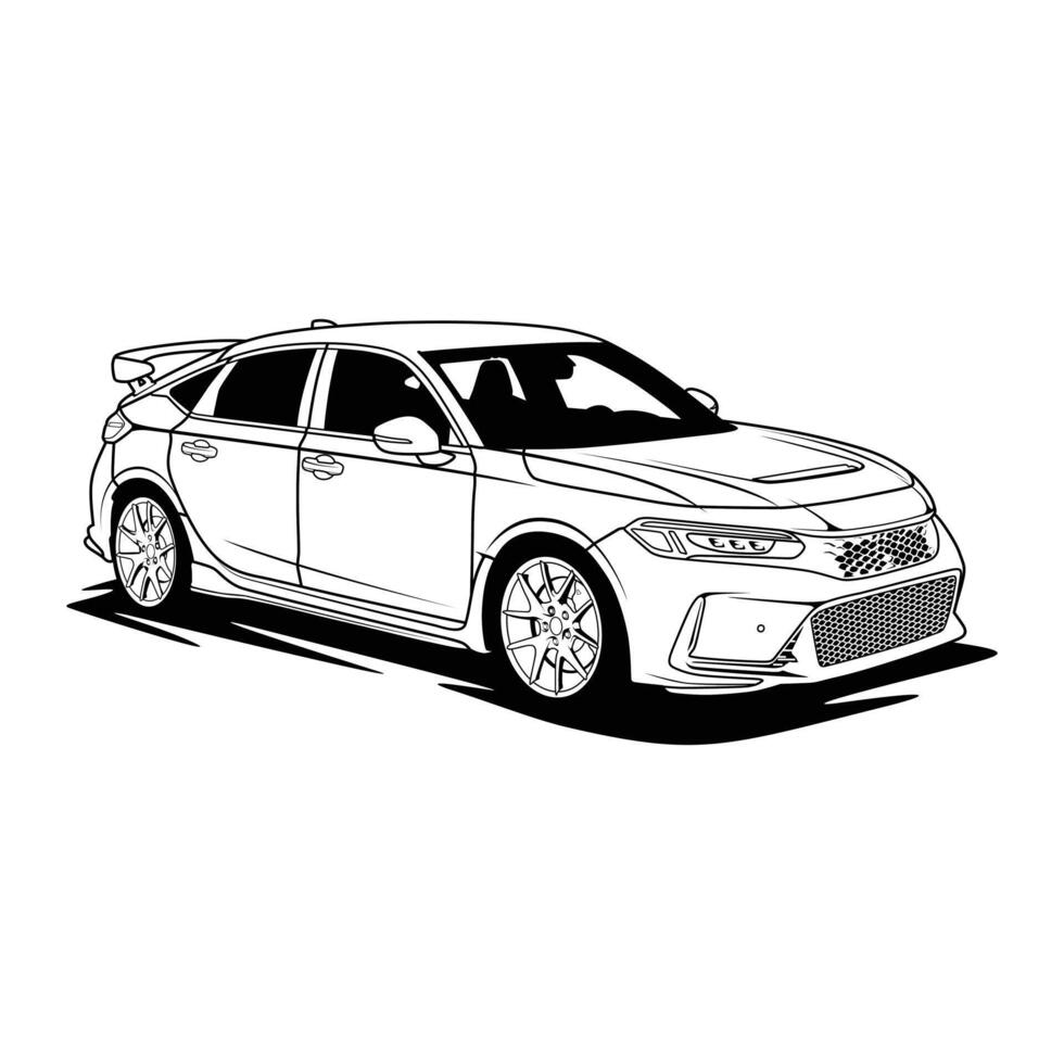 Black and White Car Civic Type R vector