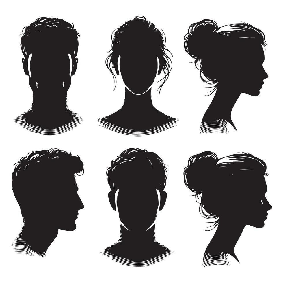 Silhouette illustration of a persons head and shoulders vector