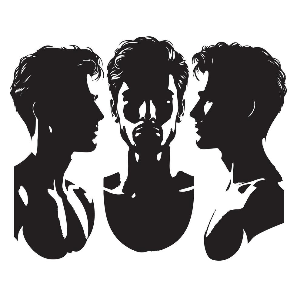 Black outline of a persons head and shoulders vector