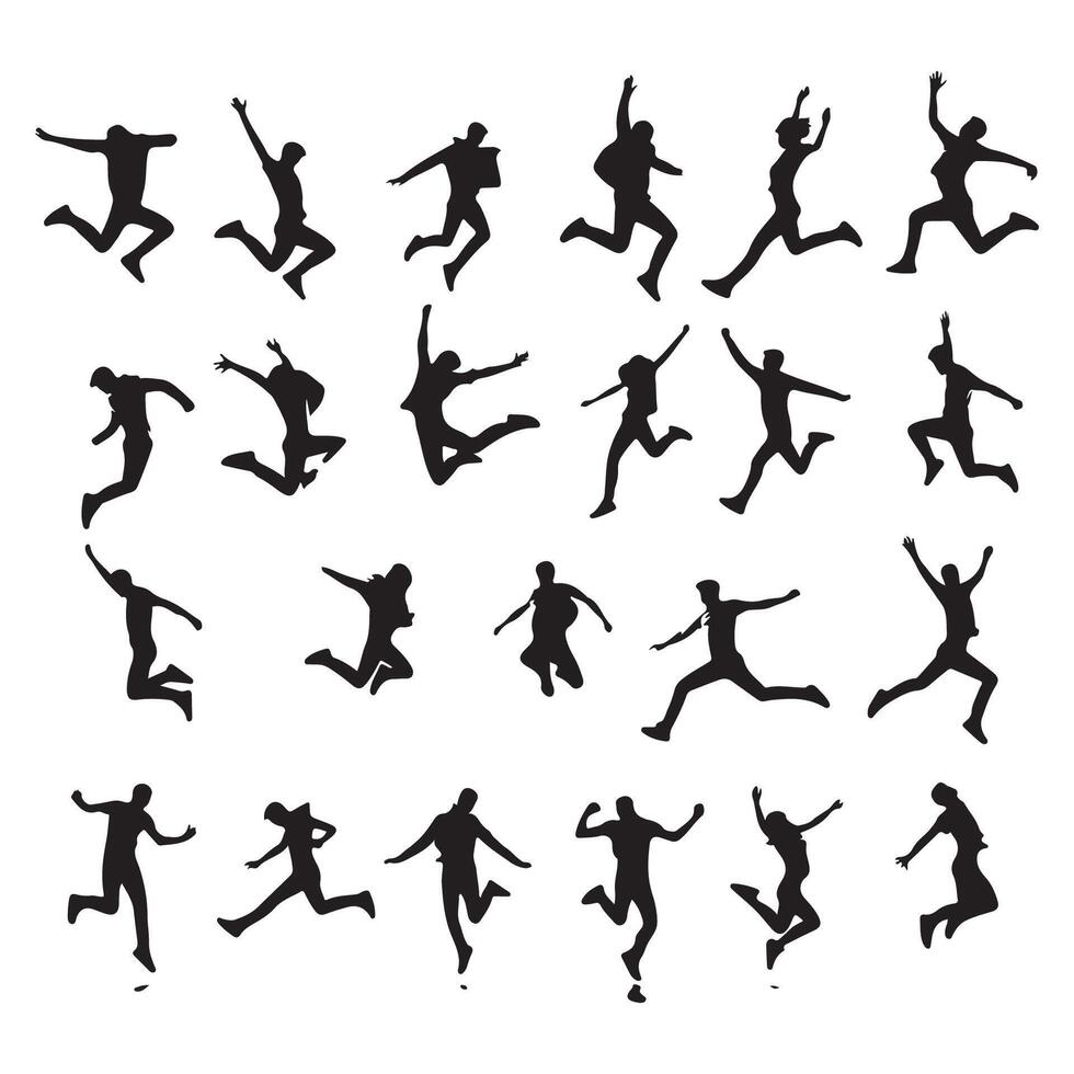 Silhouette showing a figure in a leap vector