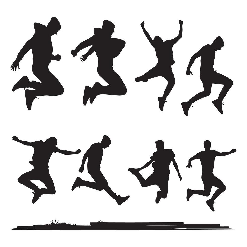 Silhouette art of a person making a leap vector