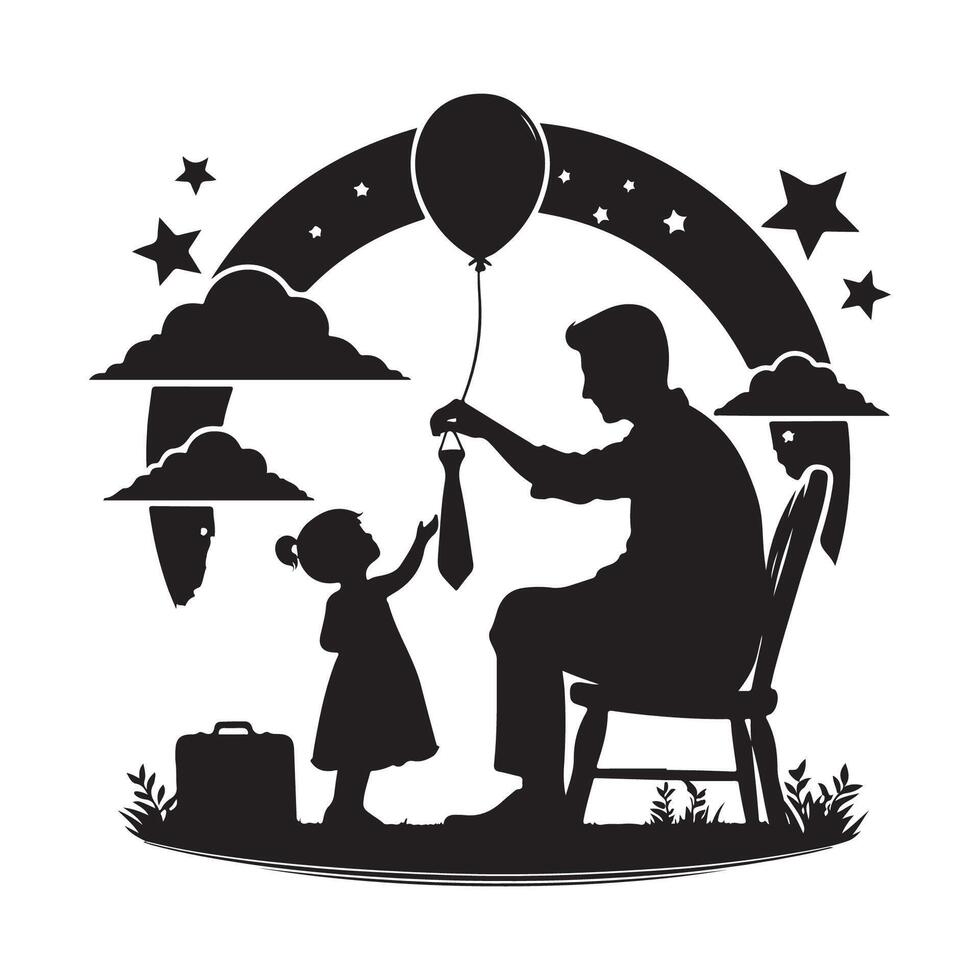 Father and son shadow illustration for Fathers Day vector