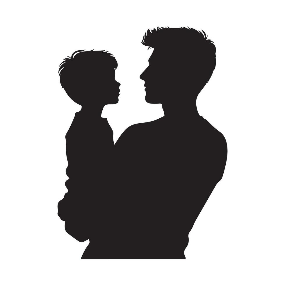 Silhouette art featuring a father and son vector