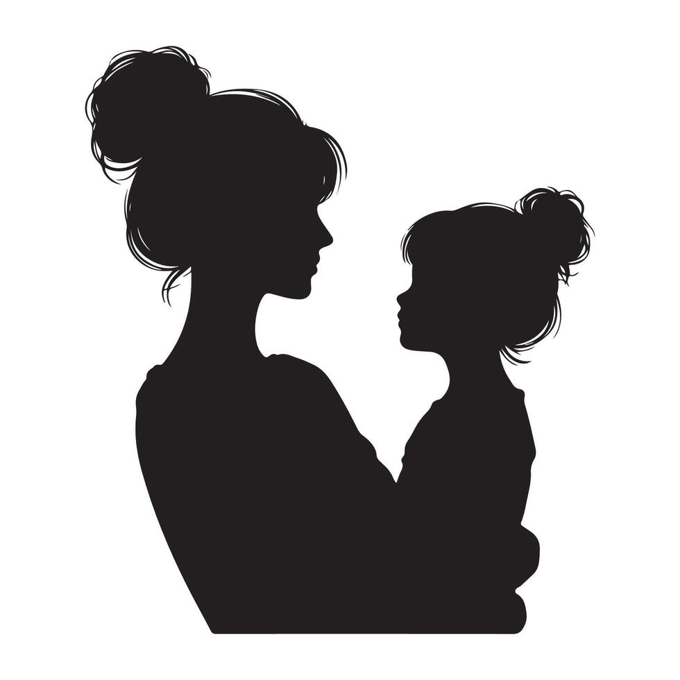 Silhouette capturing the love between mother and daughter for Mothers Day vector