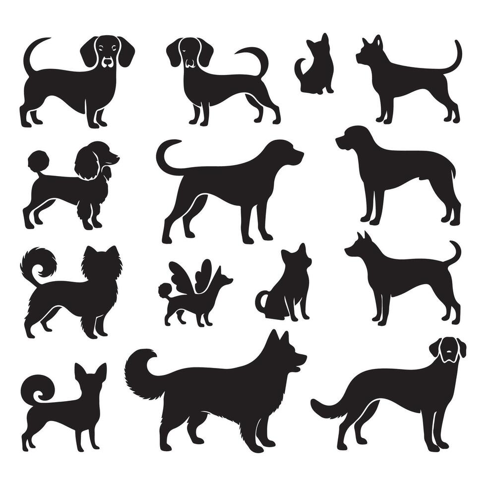 Silhouette set of dogs vector