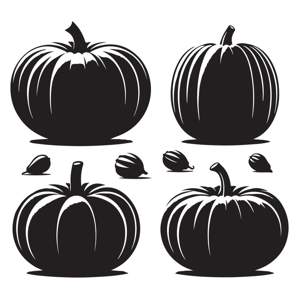 Series of pumpkin outlines on a simple white background vector