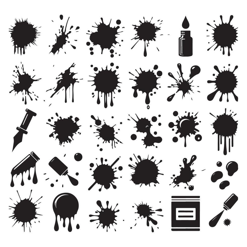 A silhouette representation of ink blots and drips vector