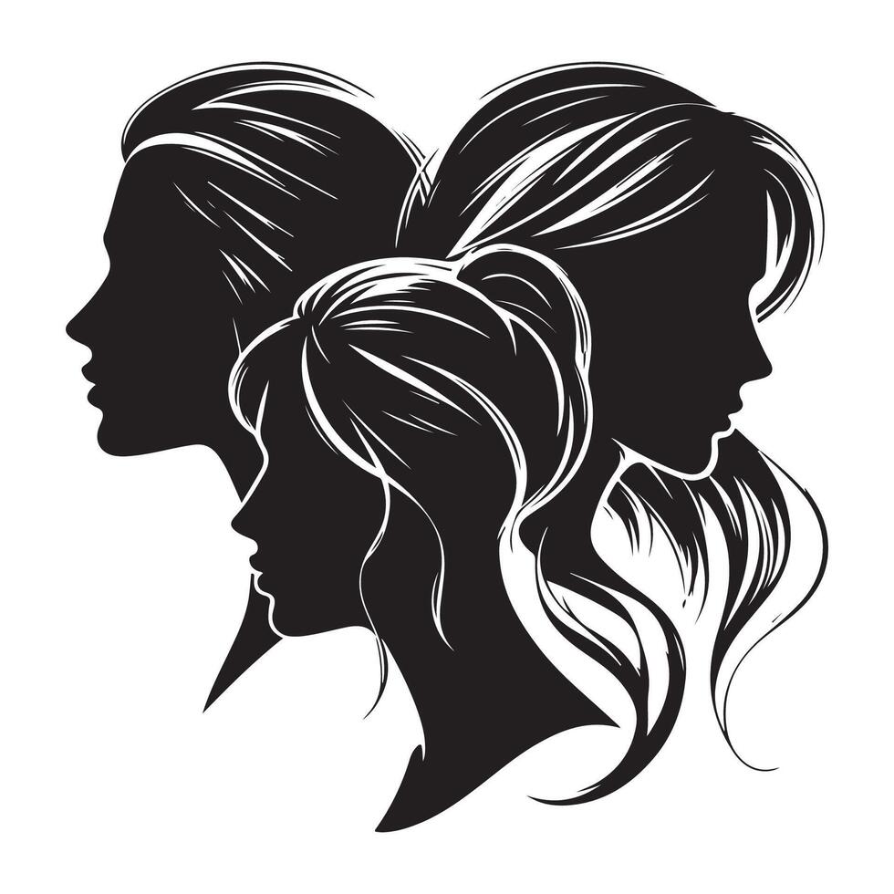 Woman head silhouette bundle vector