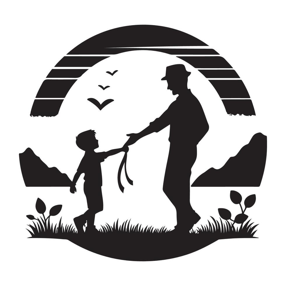 Shadow art of father and son for Fathers Day vector