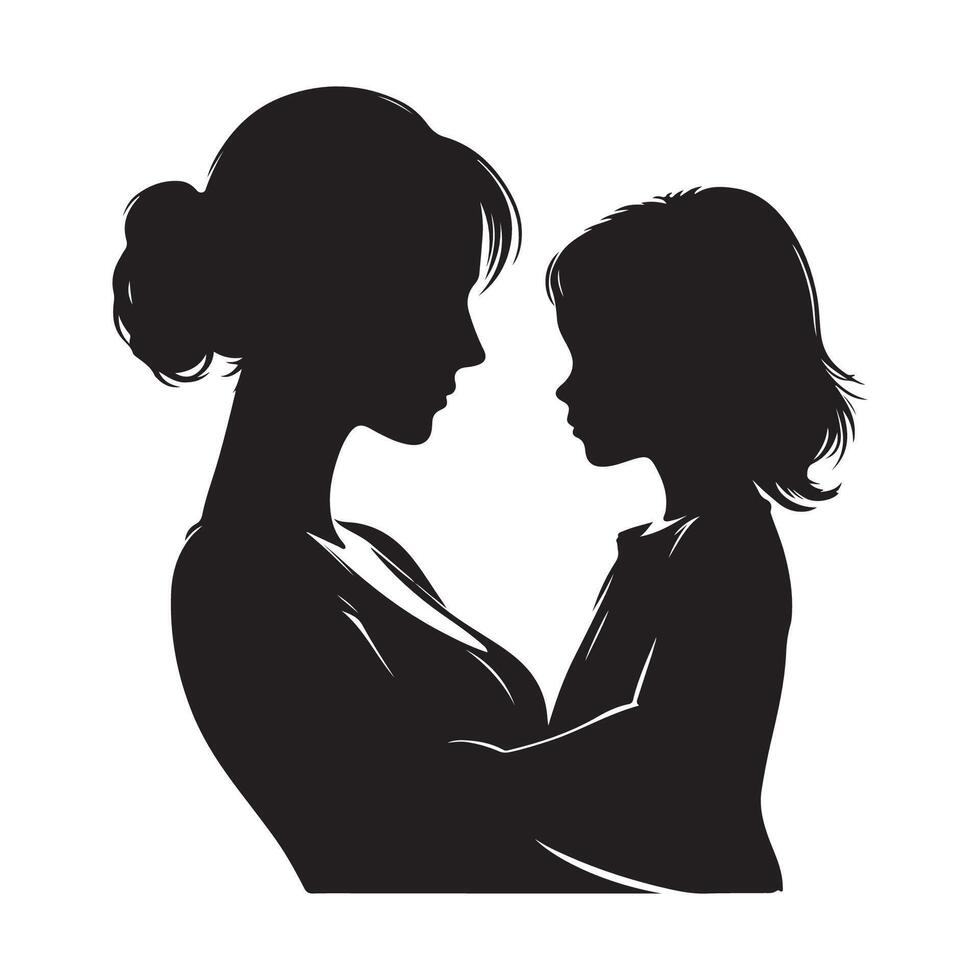 Silhouette depicting a mother and daughter celebrating Mothers Day vector