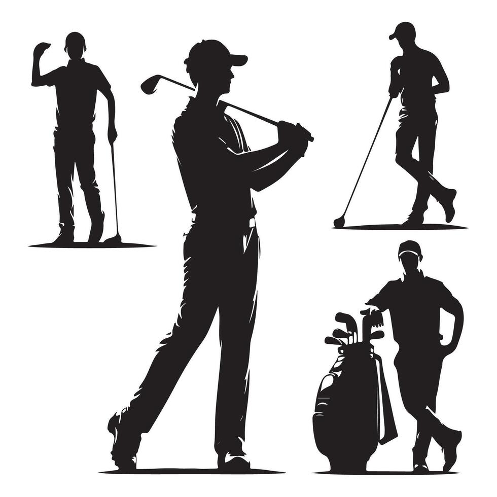 Golfers in silhouette form vector