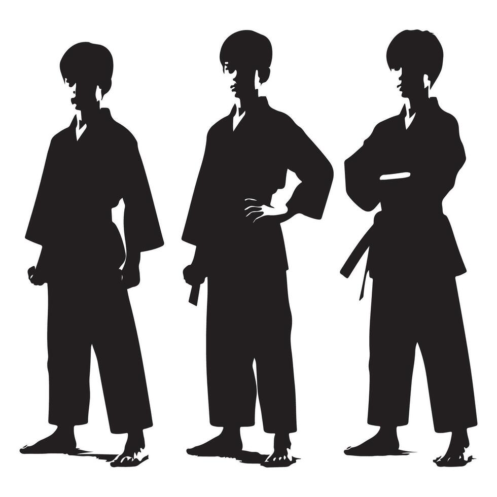The outline of young boys training in karate vector