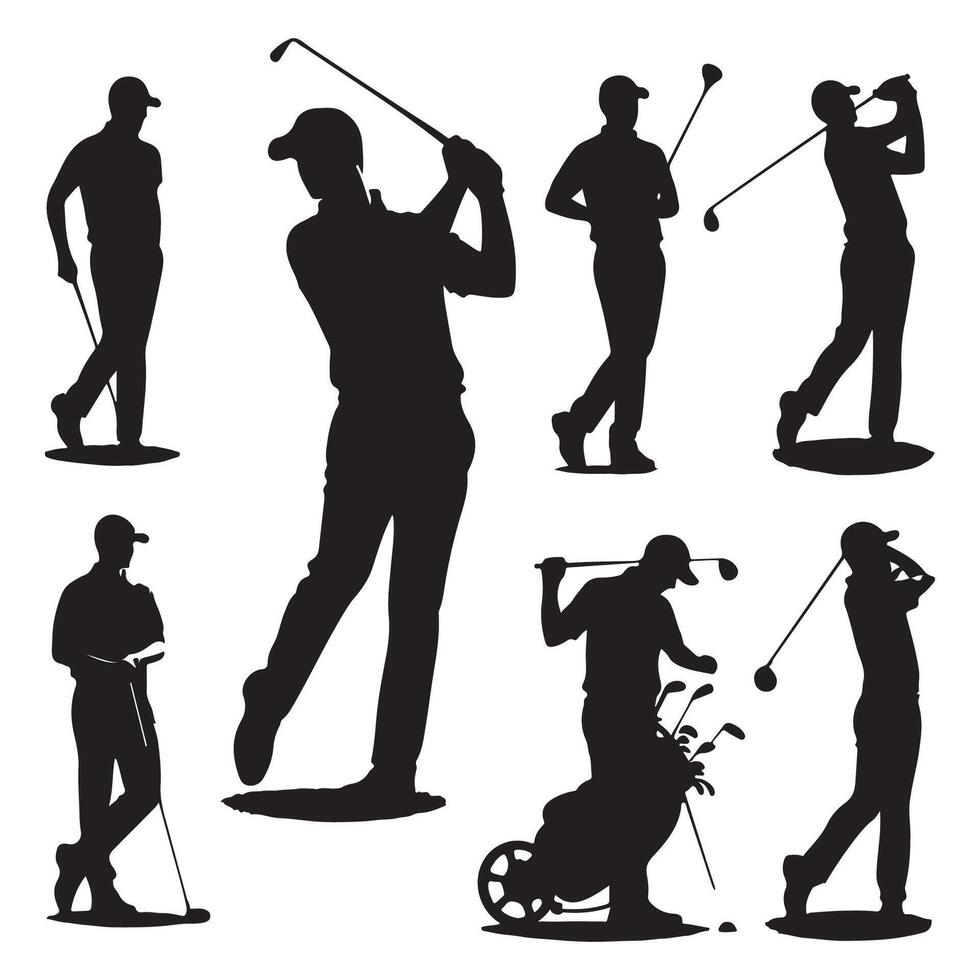 Silhouetted golfer arrangement vector