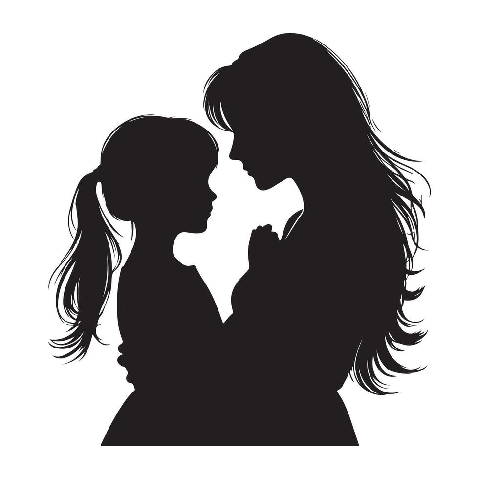 Mother and daughter silhouette as a tribute for Mothers Day vector
