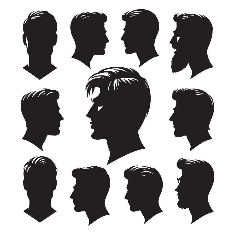 Silhouette array of mens profiles vector