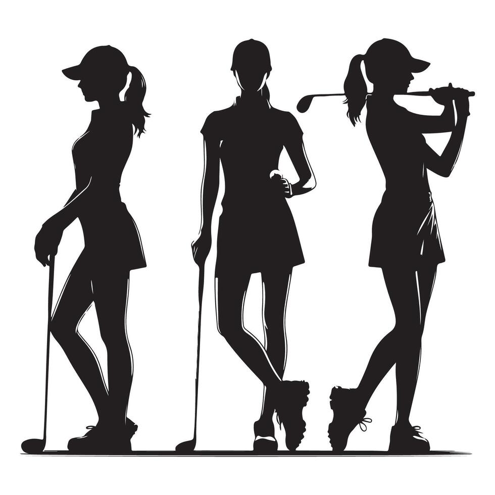 Group of golfers in silhouette vector
