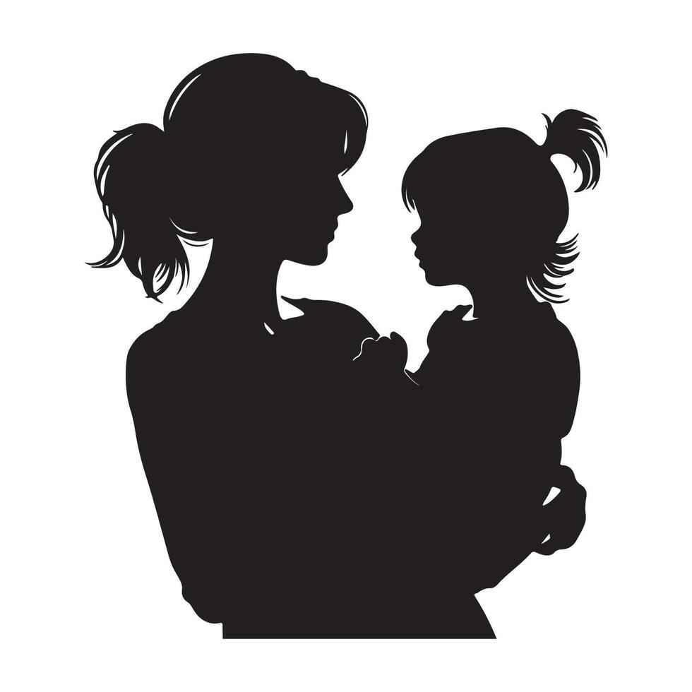 Heartwarming silhouette of mother and daughter celebrating Mothers Day vector