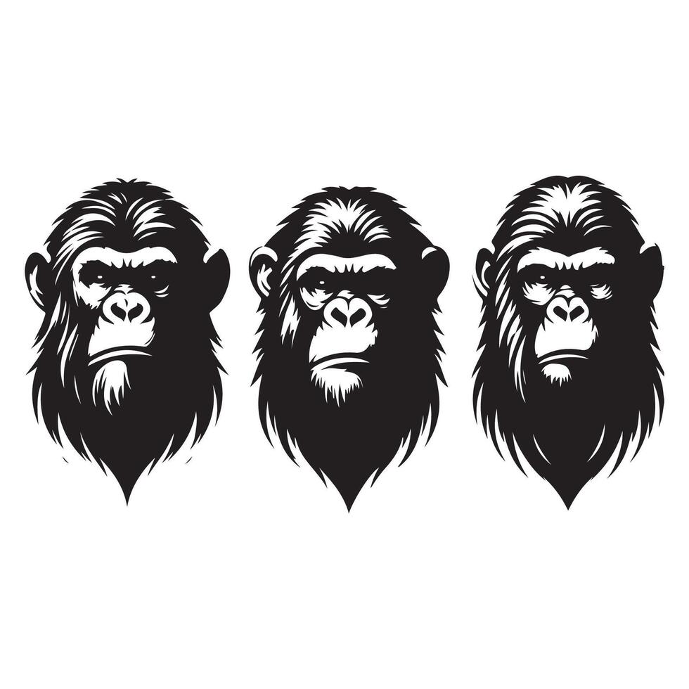 Ape heads in silhouette form vector