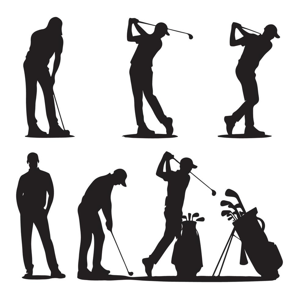Silhouette series featuring golfers vector