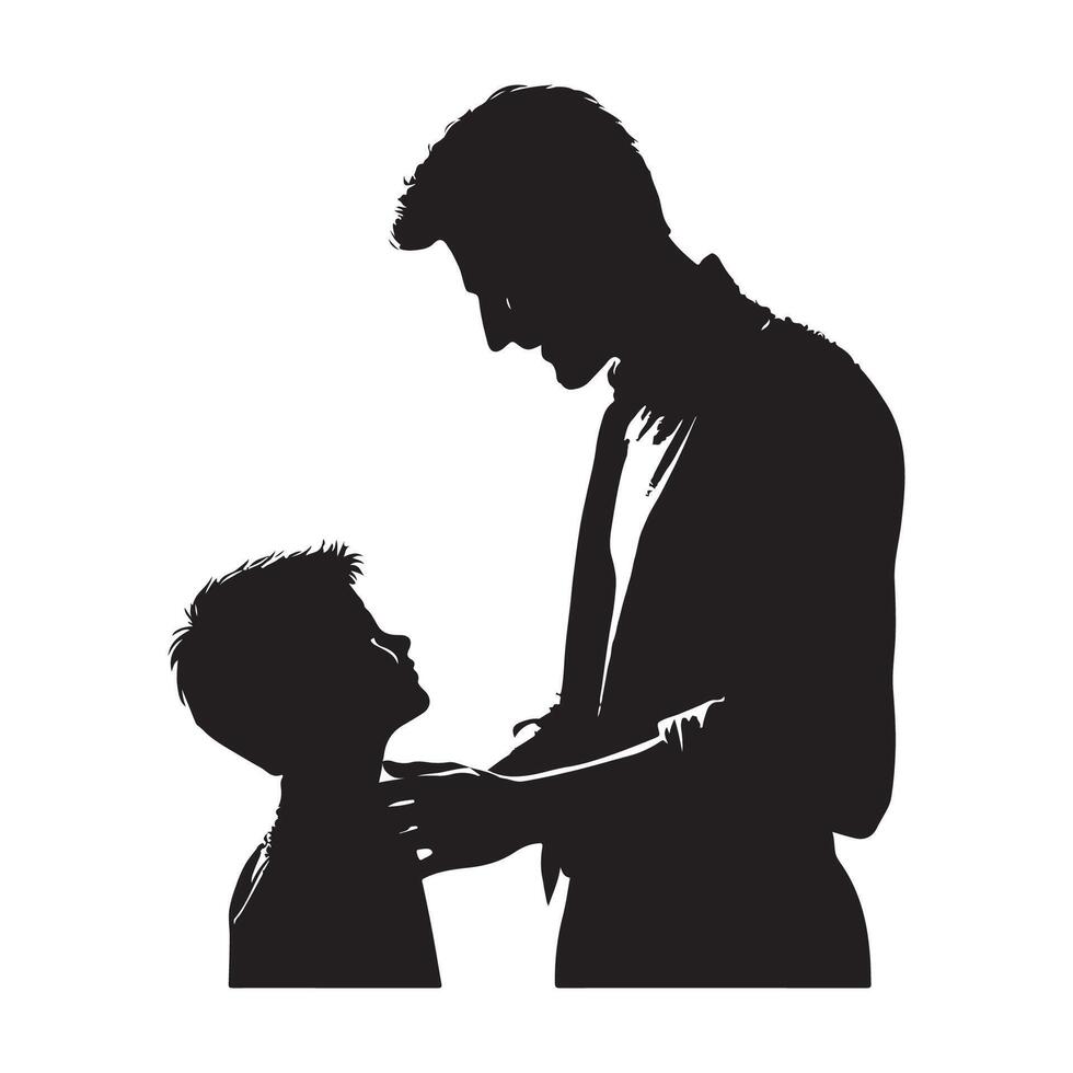 Artwork illustrating the silhouette of a father and his boy vector