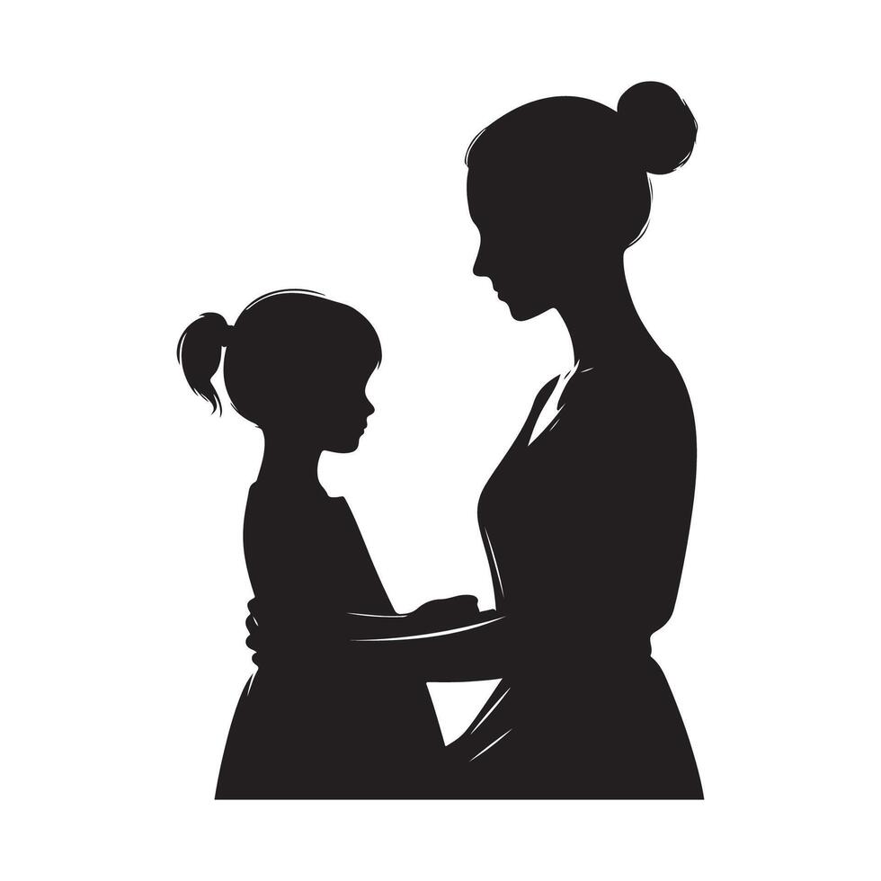Silhouette of a daughter and her mom for the occasion of Mothers Day vector