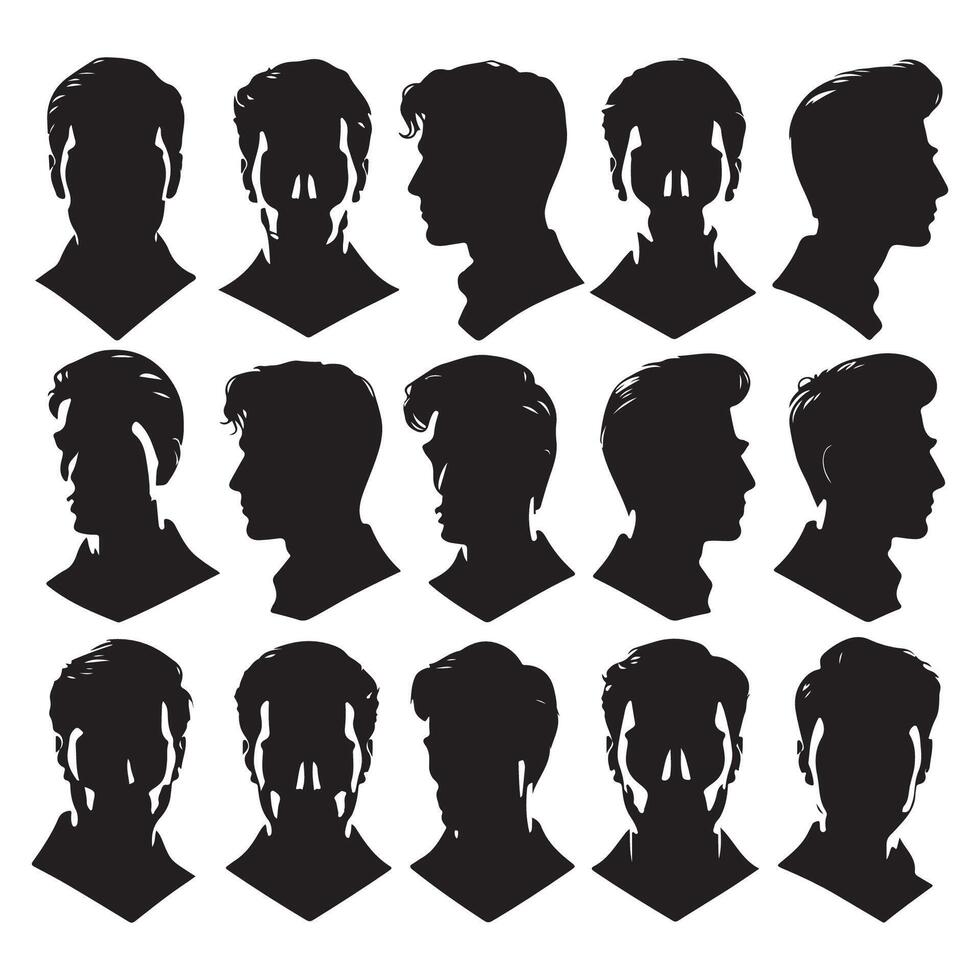 Outline collection of mens heads vector