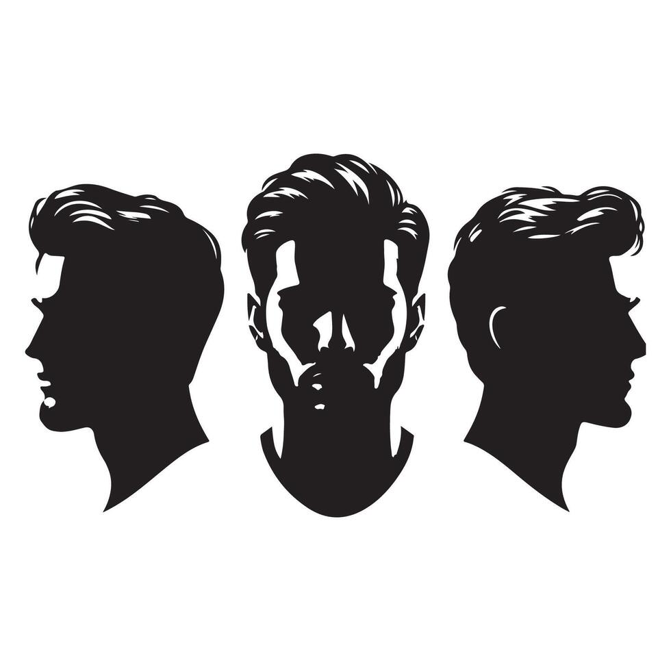 Assorted profiles of male silhouettes vector