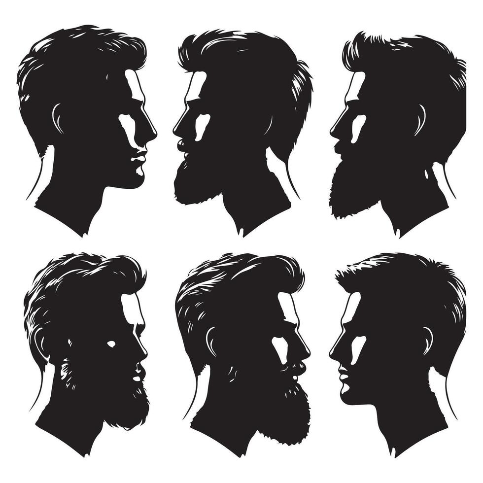 Array of male head silhouettes vector