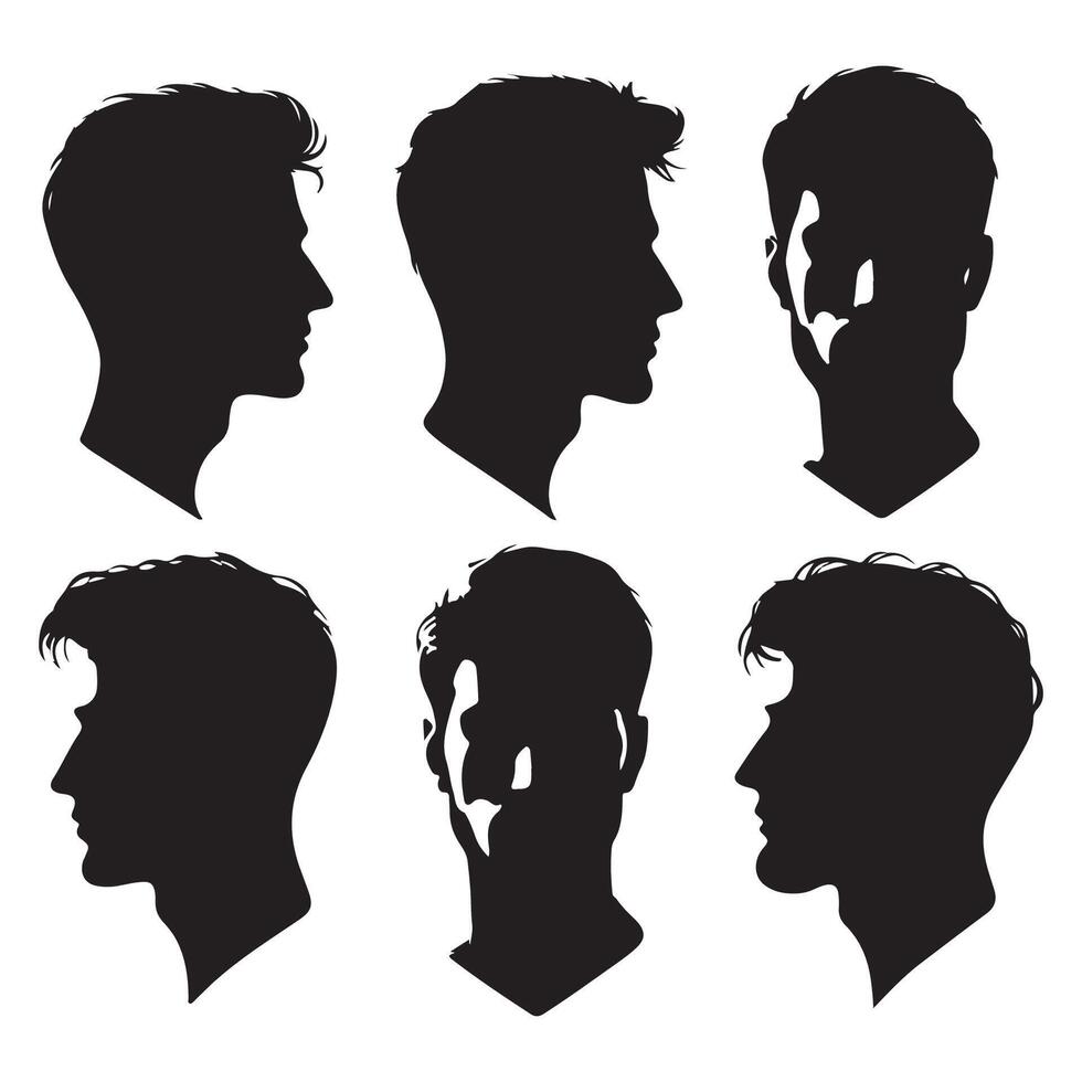 Set of male silhouettes in profile vector