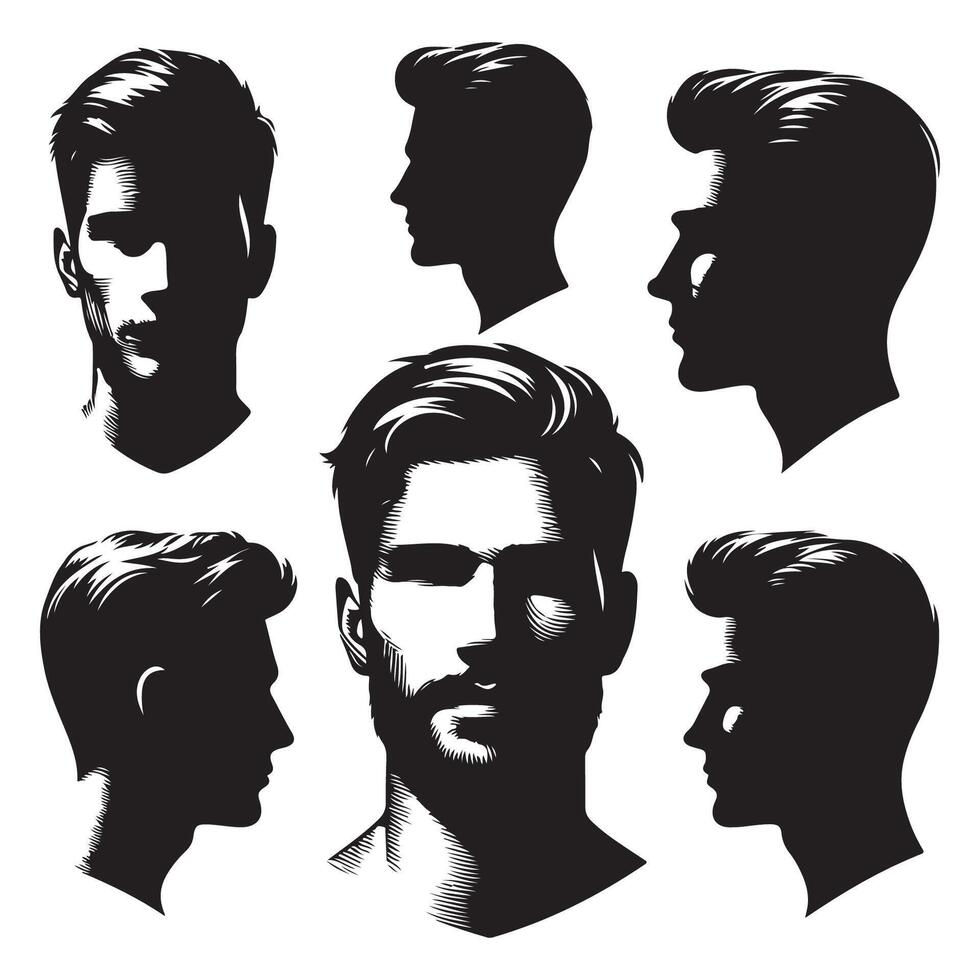 Profile array of male head shapes vector