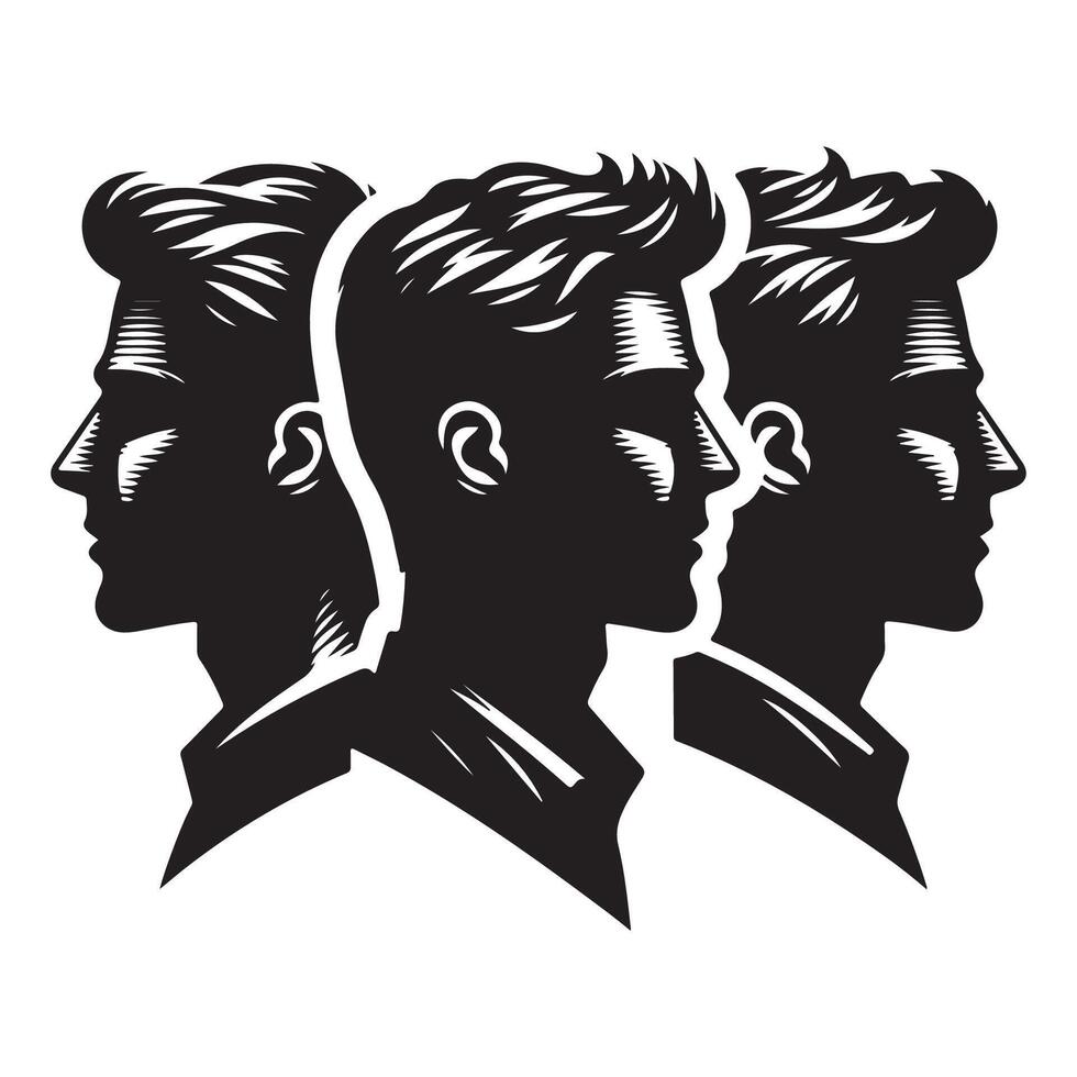 Mens head shape series in shadow vector