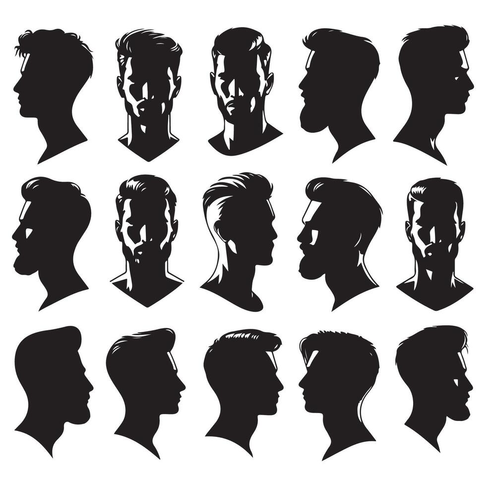 Collection of mens shadowed profiles vector