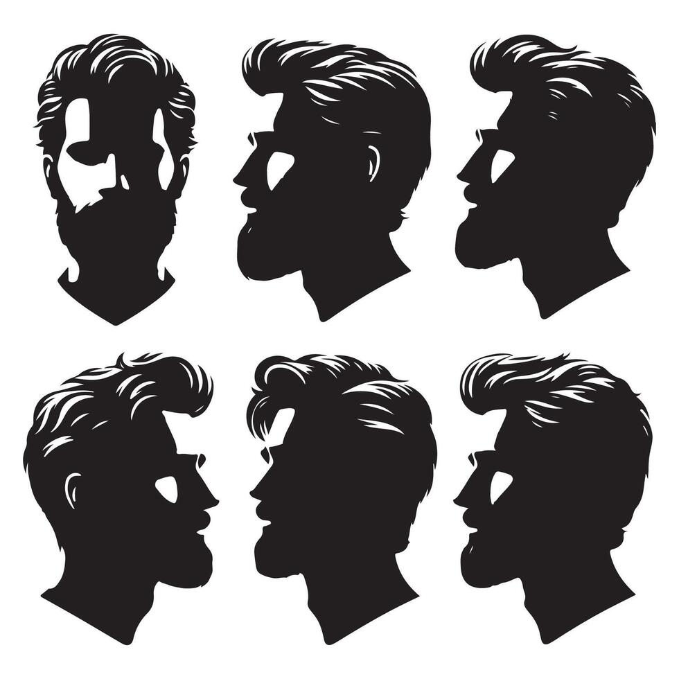 Collection of mens head shadows vector