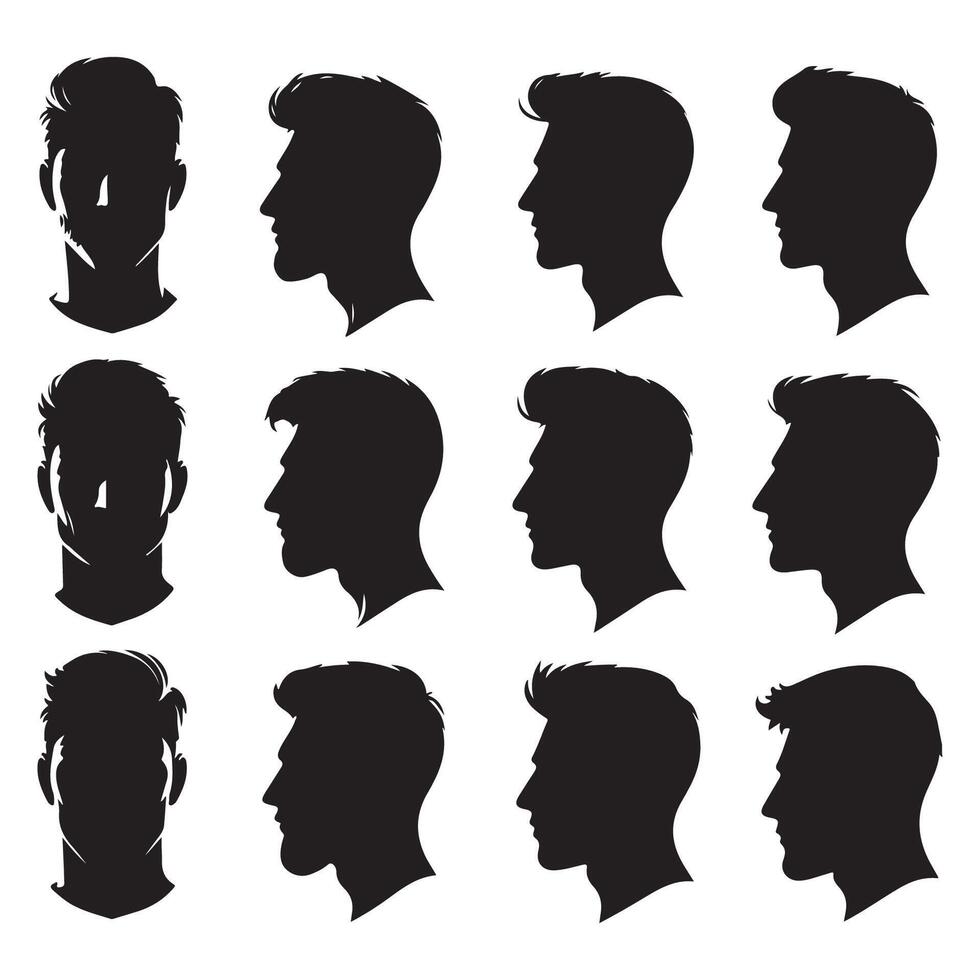 Outline set of mens profiles vector