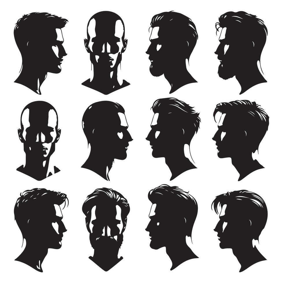 Profile set featuring mens silhouettes vector