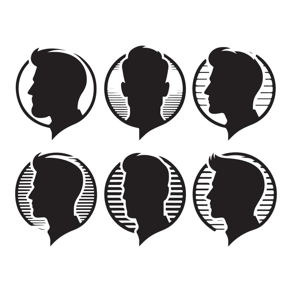 Shadowed outline series of mens heads vector
