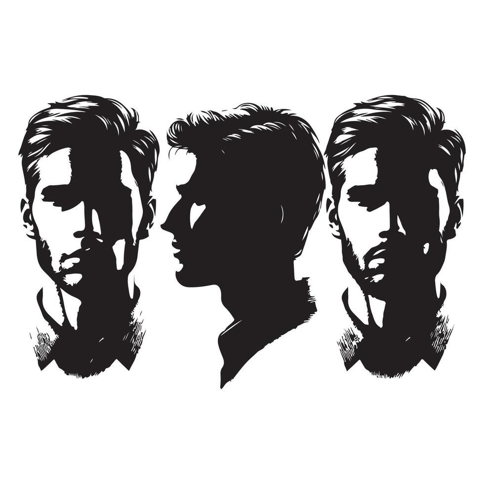 Assorted silhouette profiles of mens heads vector