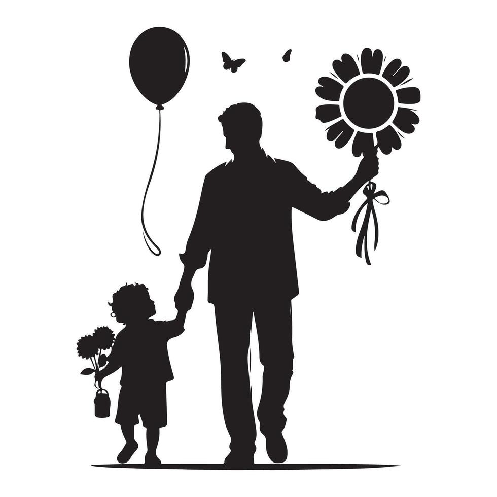 Father and son profile art for Fathers Day vector