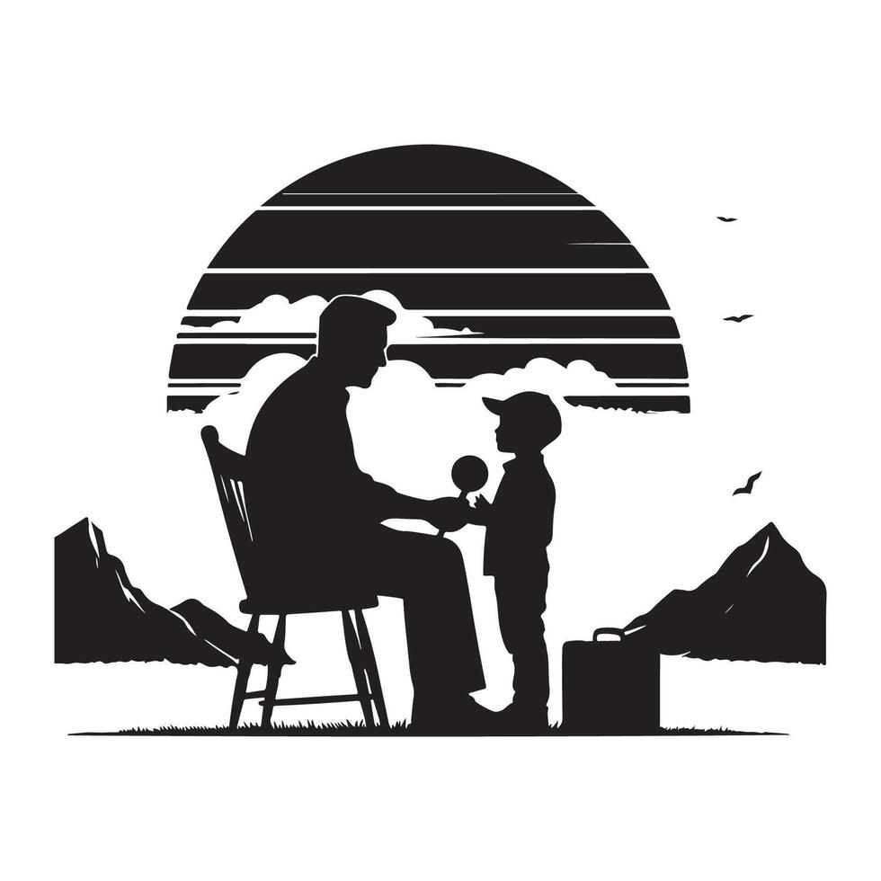 Silhouette design of a father and son for Fathers Day vector