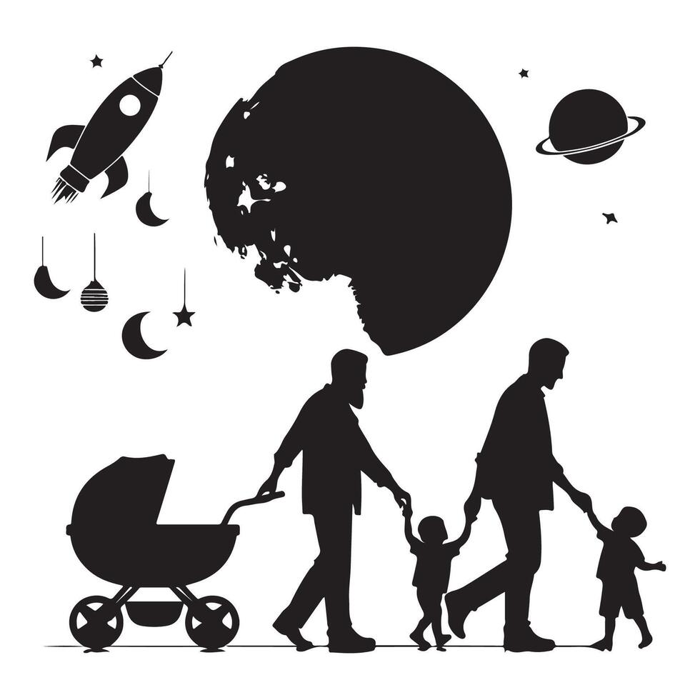 Father and son silhouette for Fathers Day vector