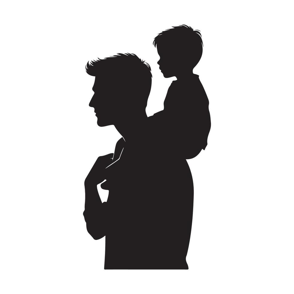 Artwork showcasing the silhouette of a father and his son vector