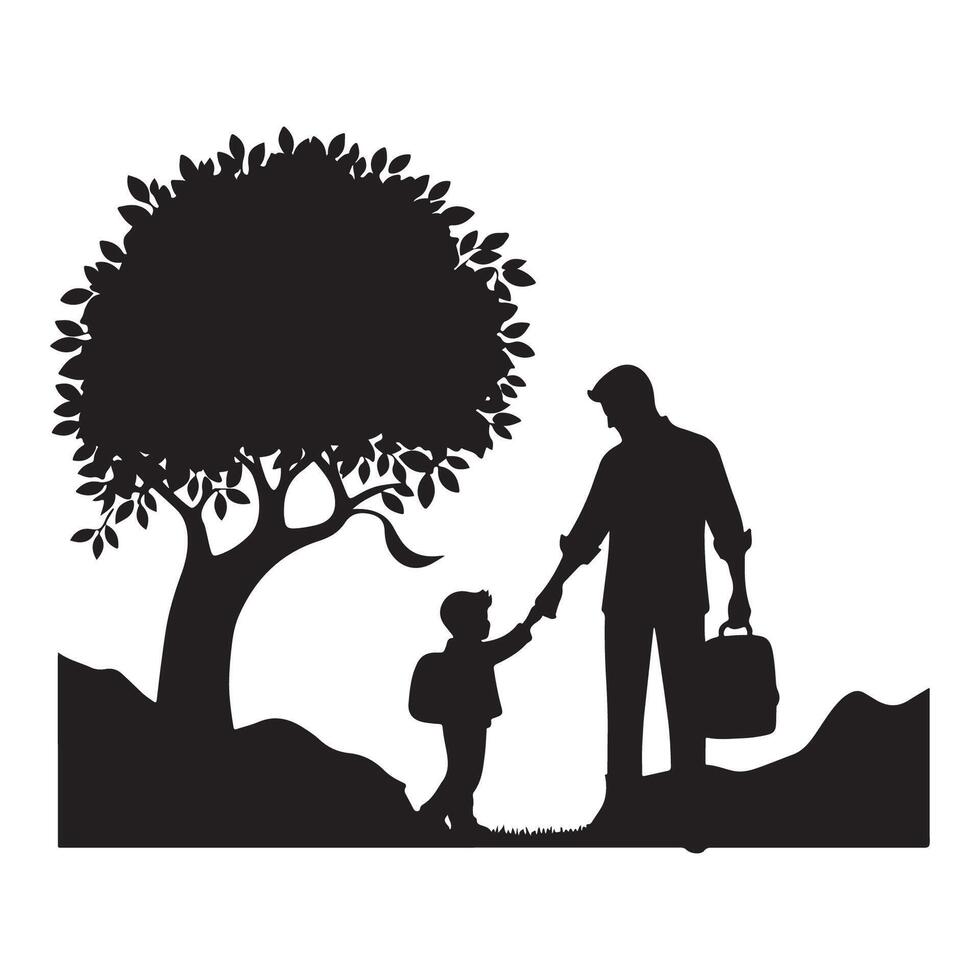 Father and son silhouette concept for Fathers Day vector