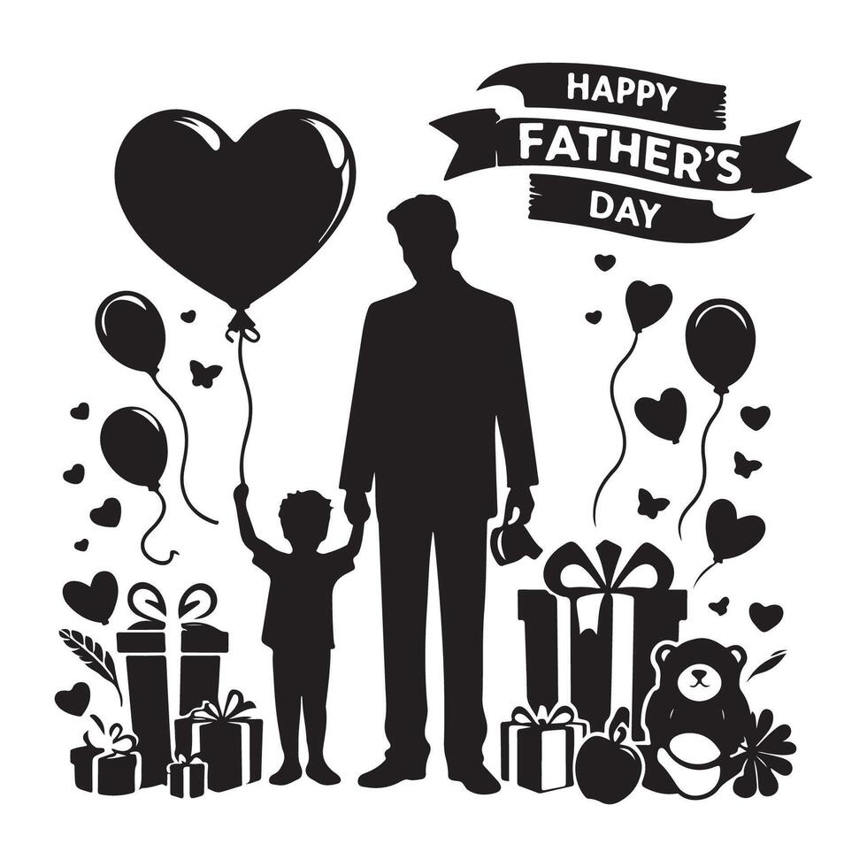 Silhouette of a father and son for Fathers Day vector